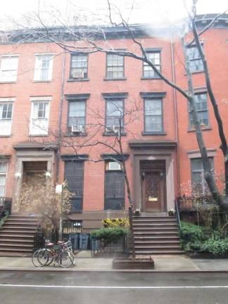 Yeshe Nyingpo, a Tibetan Buddhist temple in a landmarked 1846 Greek Revival rowhouse at 19 West 16th Street in Chelsea, has received a $3,000 matching grant from the New York Landmarks Conservancy to help it restore its recessed, double-leaf, mahogany front door.&#xa0;Photo:&#xa0;New York Landmarks Conservancy