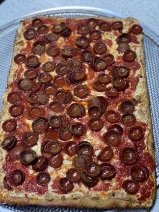 The pizza in question. Photo courtesy Made in New York Pizza