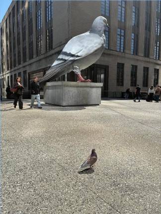 A petition to make giant pigeon statue known as “Dinosaur” a permanent part of the High Line got nowhere with the Parks Dept. The statue, which reverts back to the pigeon’s artist, Ivan Argote and its whereabouts are now unknown.