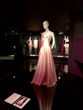 The first room of &quot;Pink,&quot; featuring a copy of the Ralph Lauren gown worn by Gwyneth Paltrow at the 1999 Academy Awards. The Museum at FIT. Photo: Val Castronovo
