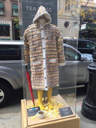 If it rained, Chris Choe's raincoat could fill 1,400 cups of tea. Photo: Carson Kessler