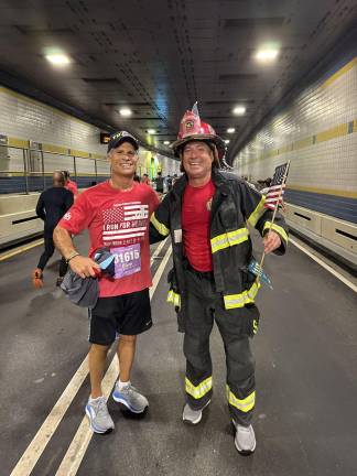 Pennsylvania Congressman Dan Meuser and a St. John’s County fireman in the Battery Tunnel.