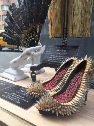 Zhuoyuan Li used 288 pencils to create these sharp stilettos. Photo: Carson Kessler