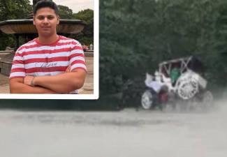 Carriage teeters on two wheels after its horse bolted after its driver disembarked to take a photo of tourists. Indian teen Romanch Mahajan died from traumatic head injuries when he was thrown from the carriage.