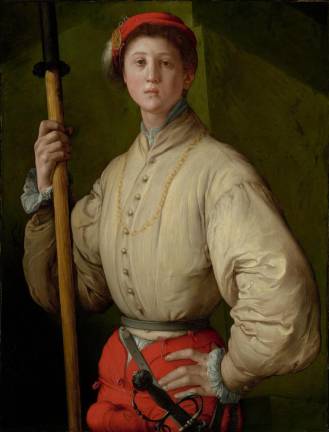 Jacopo da Pontormo (Jacopo Carucci), Italian, Pontormo 1494–1556 Florence. “Portrait of a Halberdier” (probably Francesco Guardi) ca. 1528–30. Oil, possibly mixed with tempera, on canvas, transferred from panel. 37 1/2 × 28 3/4 in. (95.3 × 73 cm). The J. Paul Getty Museum, Los Angeles. Image courtesy of the Getty’s Open Content Program