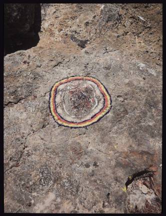 In Harold Mendez's &quot;Consent not to be a single being&quot; a circled spot of blood on the ground reads as abstraction, but documents an unrecorded presence. Photo: Adel Gorgy