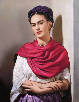 Nickolas Muray. &quot;Frida With Magenta Rebozo, The Classic,&quot; 1939. Courtesy of Throckmorton Fine Art