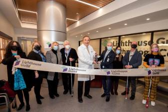 At the Lighthouse Guild Technology Center ribbon-cutting. Photo: Ben Asen