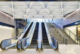 The sparking new escalators at Penn Station may all come tumbling down in a few years when a major renovation of the entire station stakes place. Photo: Amtrak