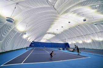 The Tennis Club of Riverdale has a special &#8220;tennis bubble&#8221; &#8212; a spot where students learn the game. Photo courtesy of TCR