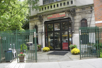 The front entrance of the theater, which started as a firehouse in the horse-drawn carriage era.
