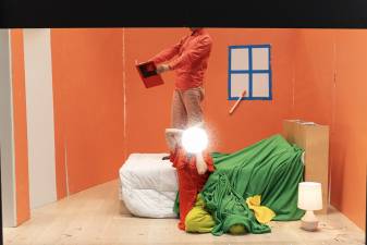 The 13 New York City-based playwrights contributed to the play “The Kick Inside” about a woman who grows tired of the way that people talk to one another and begins experimenting with language.