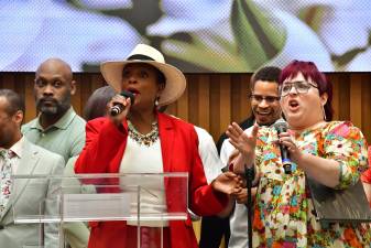 It was a joyous celebration as Middle Collegiate Church, which burned down more than four years ago, as it reopened its doors on Easter Sunday, April 20, in a rebuilt sanctuary on E. 7th St. The new facility is around the corner from the original building on Second Ave.