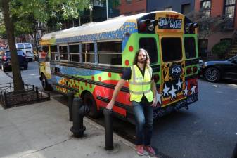 Leon Feingold with the House of Good Deeds bus. Photo: Deborah Fenker