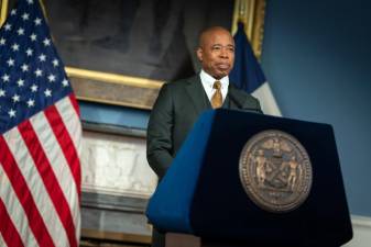 Mayor Eric Adams announces a new pathway forward to address the ongoing crisis of individuals experiencing severe mental illnesses left untreated and unsheltered in NYC streets and subways. City Hall, November 29, 2022. Photo: Ed Reed/Mayoral Photography Office.