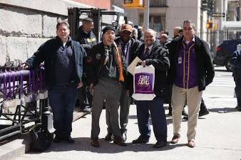 <b>32BJ Strike Captains meeting at E. 66th Street and Lexington Avenue on April 8, 2026</b>