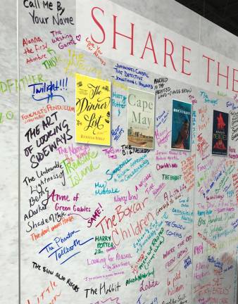 A section of the “Share the book that changed your life” wall. Photo: Alizah Salario
