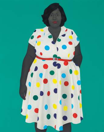 The girl next door, 2019. Oil on canvas, 137.2 x 109.2 x 6.4 cm / 54 x 43 x 2 1/2 in © Amy Sherald Courtesy the artist and Hauser &amp; Wirth