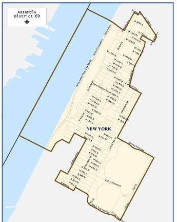 New York State Asseembly District 69 incuding Upper West Side, Morningside Heights, Manhattan Valley.