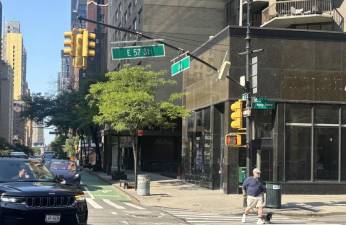 The intersection where police say a 25-yearold driver delivering goods in an Amazon electric cargo bike, or “e-bike,” mowed down a 79-year-old pedestrian after exchanging words.