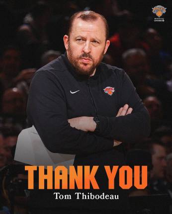 Knicks G.M Leon Rose fired Tom Thibodeau after he lead the team to the Eastern Conference finals before losing to the Pacers. Oddly, the Knicks team instagram account posts “Thank You” to the man they just axed.