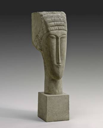 Amedeo Modigliani. Head, 1911-1913. Limestone 28 x 7 x 8 in. Solomon R. Guggenheim Museum, New York, Gift, Solomon R. Guggenheim