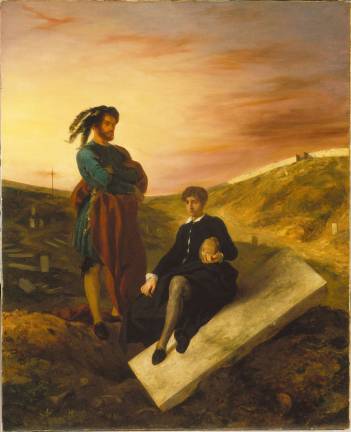 Delacroix drew inspiration from works of literature such as &#x201c;Hamlet.&#x201d; Eug&#xe8;ne Delacroix, (French, 1798&#x2013;1863). &#x201c;Hamlet and Horatio in the Graveyard,&#x201d; 1835. Oil on canvas. 39 &#xd7; 31 11/16 in. St&#xe4;del Museum, Frankfurt am Main. Photo: St&#xe4;del Museum - ARTOTHEK