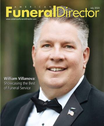 Frank E. Campbell President William Villanova on the cover of American Funeral Director magazine.