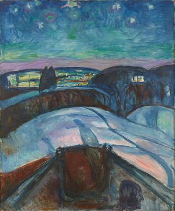 Edvard Munch, &#x201c;Starry Night,&#x201d; 1922&#x2013;1924, Oil on canvas, 47 7/16 &#xd7; 39 3/8 in., Munch Museum, Oslo, &#xa9; 2017 Artists Rights Society (ARS), New York. Photo &#xa9; Munch Museum