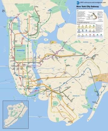 Matthew Ahn's subway map, which shows only those stations accessible to the disabled, or 103 of 490 stops in the five boroughs.