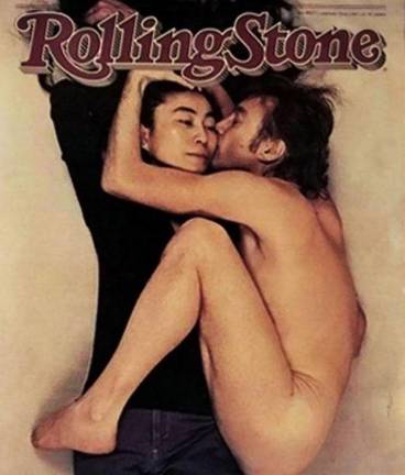 The famous photo of Yoko and John Lennon on a bed in their apartment in the Dakota on the Upper West Side was snapped by Annie Leibovitz on Dec. 8, 1980. Hours later, a deranged fan shot Lennon dead outside the Dakota. The tribute issue of Rolling Stone that appeared Jan. 22, 1981 with the photo on the front page was judged the most iconic magazine cover of the last 40 years--and it was Lennon who insisted that Yoko had to be in the cover photo or no deal. Photo: Rolling Stone archival photo