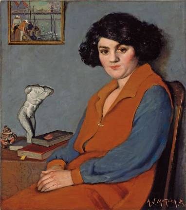 Archibald J. Motley Jr., &quot;Mulatress with Figurine and Dutch Seascape,&quot; c. 1920. Oil on canvas, 31.375 x 27.625 inches (79.7 x 75.6 cm). Collection of Mara Motley, MD, and Valerie Gerrard Browne. Image courtesy of the Chicago History Museum, Chicago, Illinois. &#xa9; Valerie Gerrard Browne.