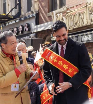 Steven Tin and Mayor Mamdani at the Chinatown Parade.