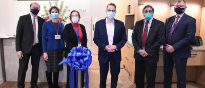 (Left to right): Jack Cioffi, MD, president of ColumbiaDoctors; Laureen Hill, MD, senior vice president and chief operating officer at NYP/CUIMC; Donna Lynne DrPH, CUIMC and chief executive officer, ColumbiaDoctors; Council Member Mark Levine; Anil Rustgi, MD, interim executive vice president and dean of the faculties of health sciences and medicine, CUIMC; David Buchholz, senior founding medical director for primary care at Columbia. Photo: Eileen Barrosso