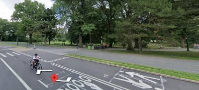 A stretch of Central Park on West Drive near West 84th Street where police said 41-year-old Rich O’Brien was hit by a speeding pedal bike and suffered severe head trauma. A family member said the victim underwent two brain surgeries and is not expected to survive more than 24 hours.