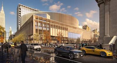 A plan circulated by ASTM North America in 2023 envisions Madison Square Garden won’t be moved but the the theater currently on the Eighth Avenue side can be removed to allow more light and a bigger entrance to the rail station with the sports arena still in place.