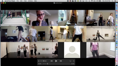 Ellen Cornfield (top row, second from left) on Zoom with dancers. Photo courtesy of Ellen Cornfield