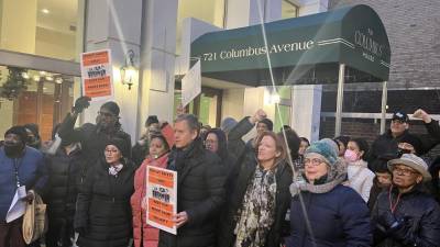 State Senator Brad Hoylman-Sigal appeared at the protest and called on BlueSky Management to respect the tenants’ wishes.