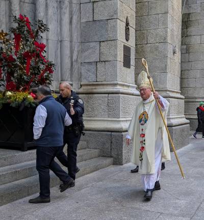 Cardinal Dolan outside St. Patrick’s Cathedral for Feast of Our Lady of Guadalupe.