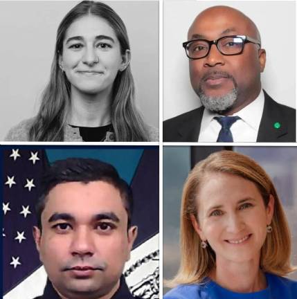 Victims of the July 28 mass shooting (clockwise from top left): Julia Hyman; Aland Etienne; Wesley LePatner, NYPD Officer Didarul Islam.