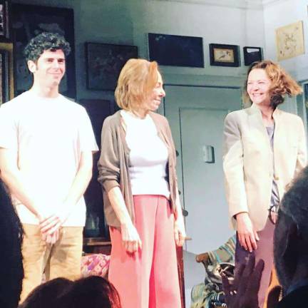 Brian Miskell shares the stage with Elaine May and Joan Allen. Photo: Claire Yenson