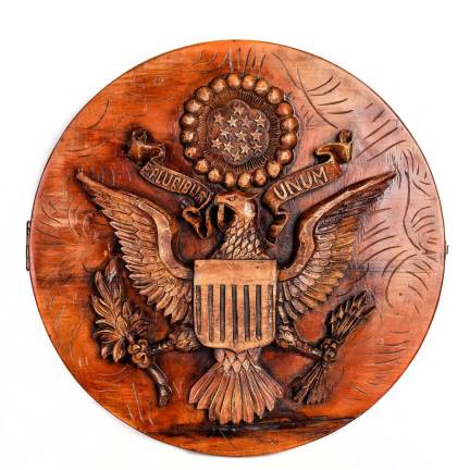 The collection includes a duplicate of the wooden Great Seal of the United States that hung in the Moscow office of the U.S. Ambassador from 1943 to 1952 and contained a KGB listening device.