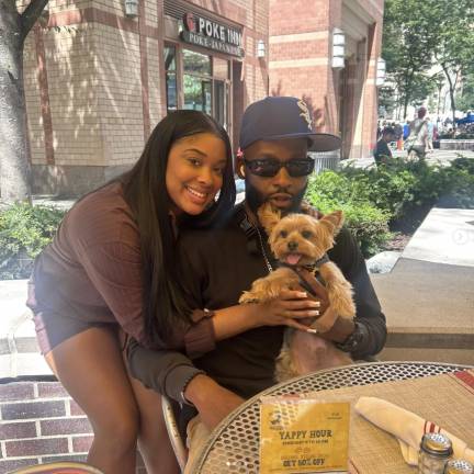 Two happy humans and a happy canine at Barking Dog in Hell’s Kitchen.