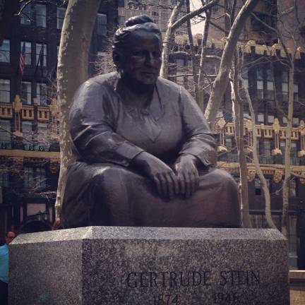 Statue of novelist Gertrude Stein in Bryant Park. Photo: Catherine Cronin, via flickr