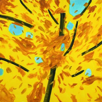 Alex Katz,” Yellow Tree 1,” 2020. Oil on linen. Private Collection, Republic of Korea. © 2022 Alex Katz / Licensed by VAGA at Artists Rights Society (ARS), New York. Photo: Courtesy the artist and Gladstone Gallery