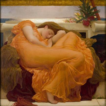 Frederic Leighton. &#8220;Flaming June,&#8221; ca. 1895 Oil on canvas. 46 7/8 x 46 7/8 inches Museo de Arte de Ponce, The Luis A. Ferr&eacute; Foundation