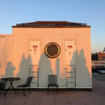 A 200-lb. brass gear that Mark Gordon returned to its home, so to speak, in that it is mounted on the elevator blockhouse.