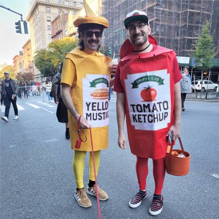 Some dogs were decked out as hot dogs.