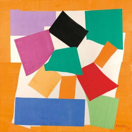 The Snail (L&#x2019;Escargot), 1953. Gouache on paper, cut and pasted, on paper, mounted on canvas. 112 &#xbe; x 113&#x201d; (286.4 x 287 cm). Tate. Purchased with assistance from the Friends of the Tate Gallery, 1962. &#xa9; 2014 Succession H. Matisse / Artists Rights Society (ARS), New York