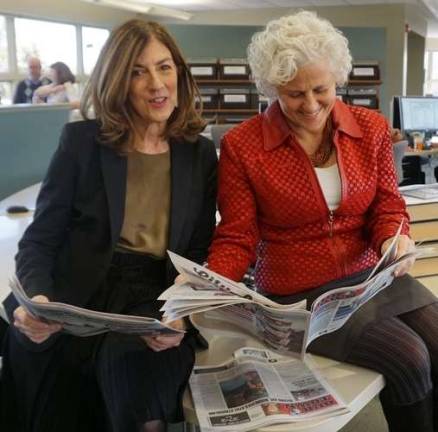Straus Media-Manhattan's editor-in-chief, Alexis Gelber, left, with Straus News' publisher, Jeanne Straus.